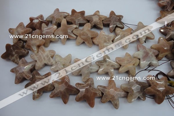 CFG929 15.5 inches 30*33mm faceted & carved star moonstone beads