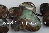 CFG945 30*33mm faceted & carved butterfly green opal gemstone beads