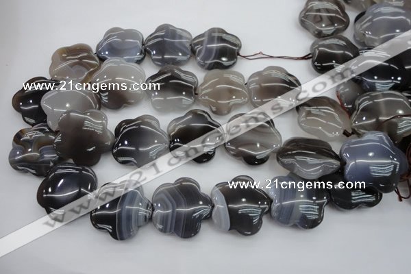 CFG947 15.5 inches 32*33mm carved flower grey botswana agate beads