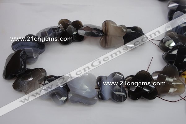 CFG951 30*33mm faceted & carved butterfly grey botswana agate beads