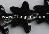 CFG954 15.5 inches 30*33mm faceted & carved star black agate beads