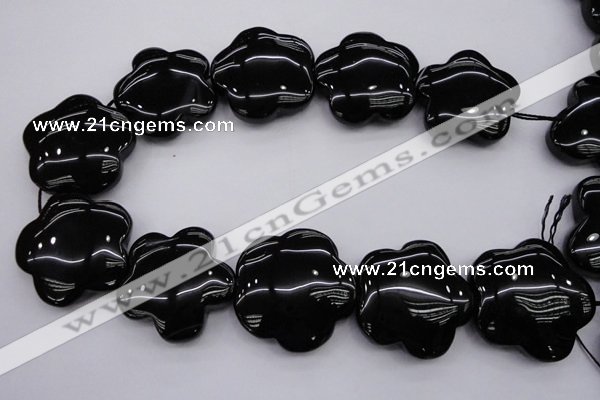 CFG956 15.5 inches 32*33mm carved flower black agate beads