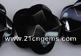 CFG957 15.5 inches 32*33mm faceted & carved flower black agate beads