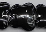 CFG959 15.5 inches 30*33mm carved butterfly black agate beads