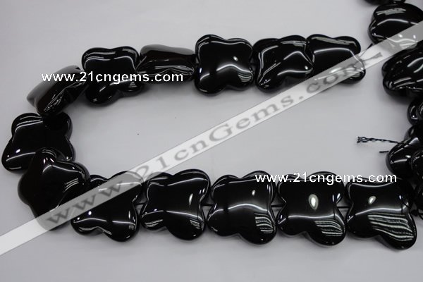 CFG959 15.5 inches 30*33mm carved butterfly black agate beads