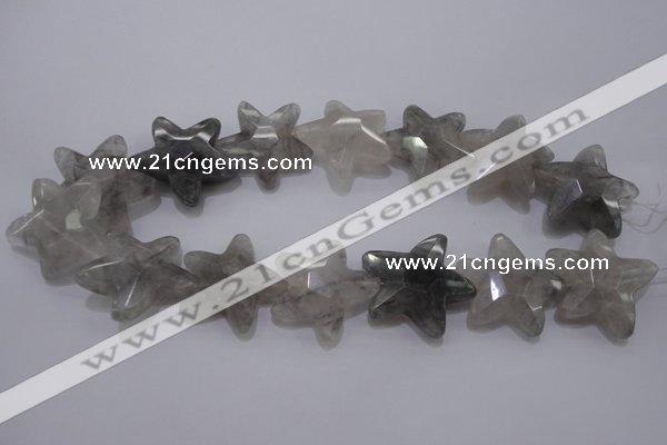 CFG961 15.5 inches 30*33mm faceted & carved star cloudy quartz beads