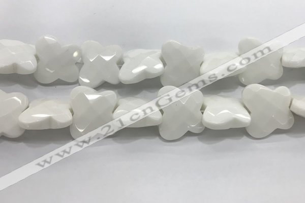 CFG972 15.5 inches 30*33mm carved butterfly white porcelain beads