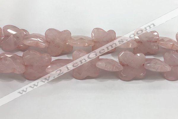 CFG973 15.5 inches 30*33mm carved butterfly rose quartz beads