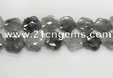 CFG980 15.5 inches 33*33mm carved flower cloudy quartz beads