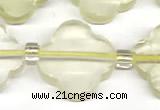 CFG991 15 inches 16mm - 17mm carved flower lemon quartz beads