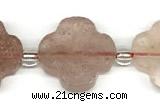 CFG995 15 inches 16mm - 17mm carved flower strawberry quartz beads