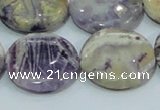 CFJ02 15.5 inches 25mm flat round natural purple flower stone beads