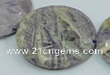 CFJ04 15.5 inches 40mm flat round natural purple flower stone beads