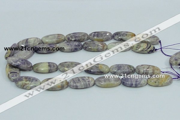 CFJ05 15.5 inches 15*30mm oval natural purple flower stone beads
