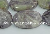 CFJ06 15.5 inches 22*30mm oval natural purple flower stone beads