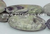 CFJ07 15.5 inches 20*40mm oval natural purple flower stone beads