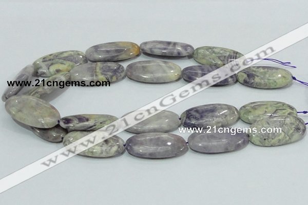 CFJ07 15.5 inches 20*40mm oval natural purple flower stone beads