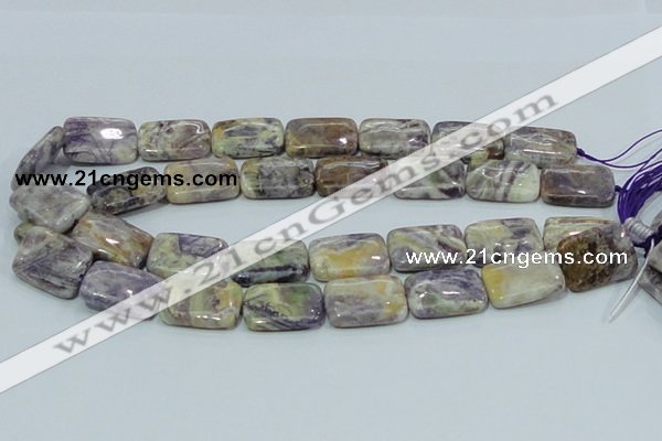 CFJ08 15.5 inches 18*25mm rectangle natural purple flower stone beads