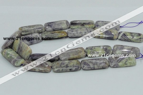 CFJ09 15.5 inches 20*40mm rectangle natural purple flower stone beads