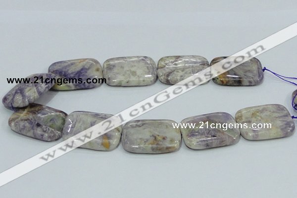 CFJ10 15.5 inches 30*40mm rectangle natural purple flower stone beads