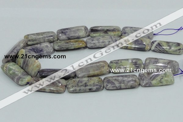 CFJ11 15.5 inches 15*30mm rectangle natural purple flower stone beads