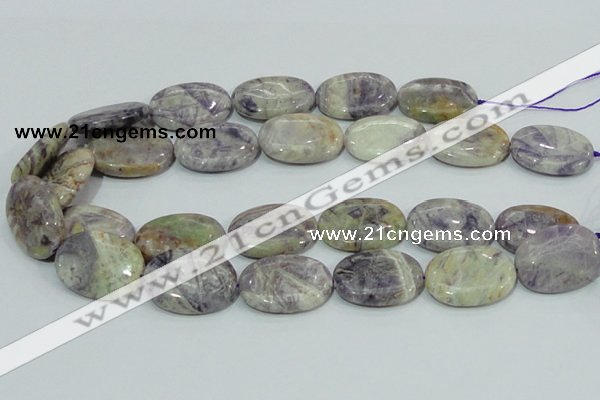 CFJ12 15.5 inches 13*18mm oval natural purple flower stone beads