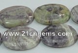 CFJ14 15.5 inches 18*25mm oval natural purple flower stone beads