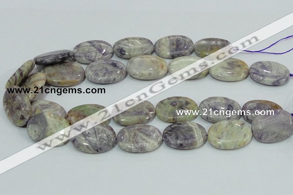 CFJ14 15.5 inches 18*25mm oval natural purple flower stone beads