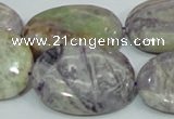 CFJ15 15.5 inches 30*40mm oval natural purple flower stone beads