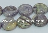 CFJ16 15.5 inches 16mm flat round natural purple flower stone beads