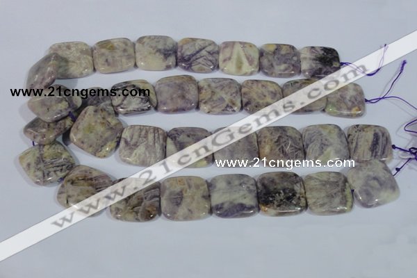 CFJ18 15.5 inches 25*25mm square natural purple flower stone beads