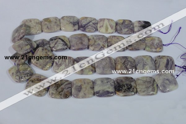 CFJ19 15.5 inches 30*30mm square natural purple flower stone beads