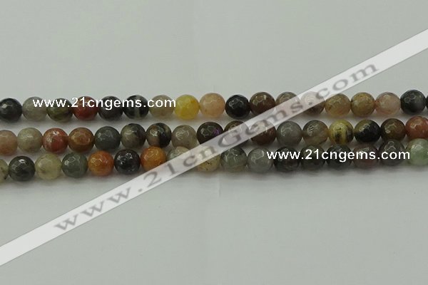 CFJ212 15.5 inches 8mm faceted round fancy jasper beads wholesale