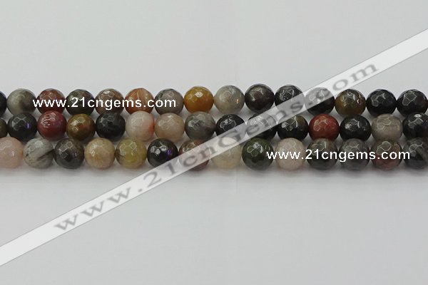 CFJ213 15.5 inches 10mm faceted round fancy jasper beads wholesale