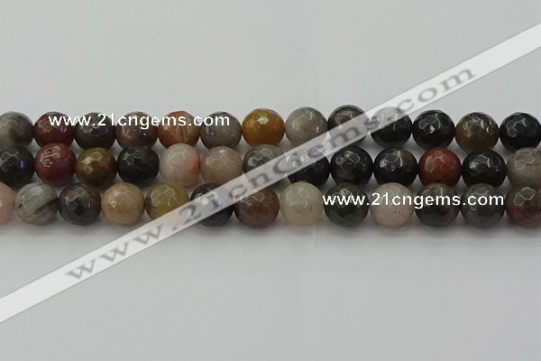 CFJ214 15.5 inches 12mm faceted round fancy jasper beads wholesale