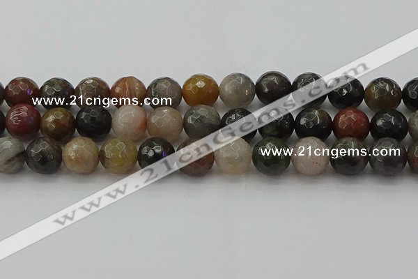 CFJ215 15.5 inches 14mm faceted round fancy jasper beads wholesale