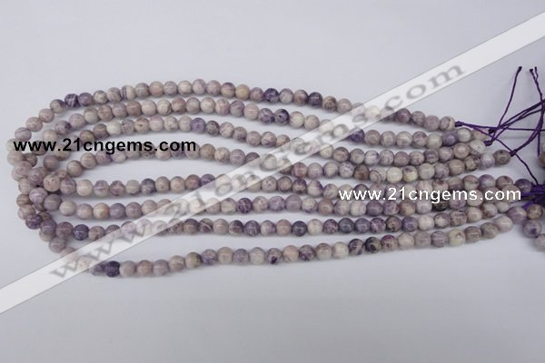 CFJ24 15.5 inches 6mm round natural purple flower stone beads