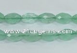 CFL102 15.5 inches 8*12mm faceted rice natural green fluorite beads