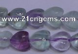 CFL1052 15 inches 10*10mm heart natural fluorite gemstone beads