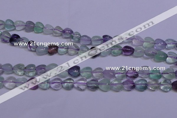 CFL1052 15 inches 10*10mm heart natural fluorite gemstone beads