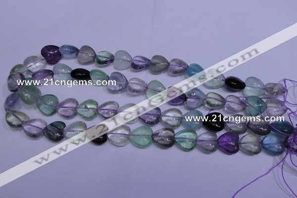 CFL1054 15 inches 14*14mm heart natural fluorite gemstone beads