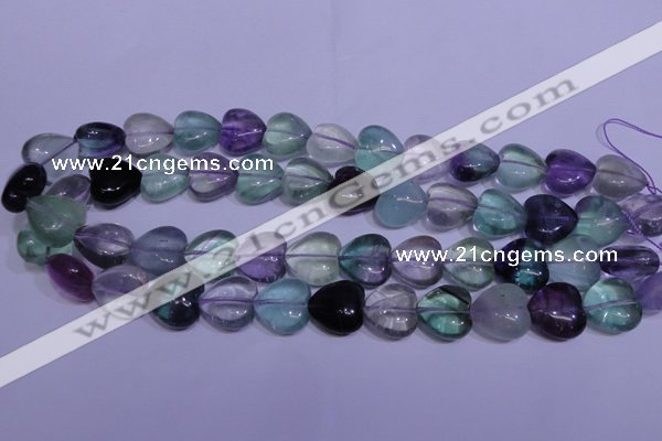 CFL1055 15 inches 16*16mm heart natural fluorite gemstone beads