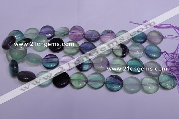 CFL1065 15 inches 18mm flat round natural fluorite gemstone beads