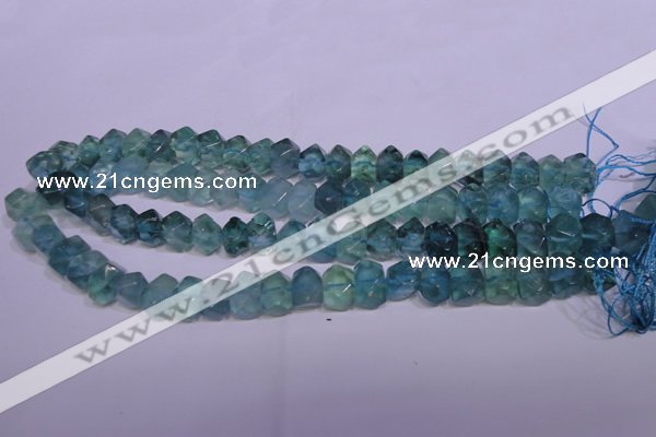 CFL1088 15 inches 9*14mm faceted nuggets blue fluorite beads