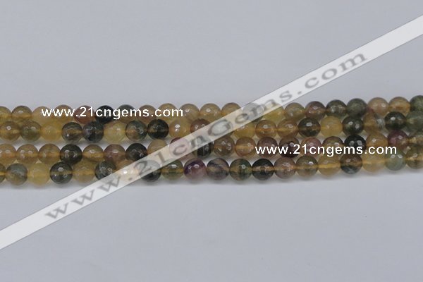 CFL1113 15.5 inches 10mm faceted round yellow fluorite gemstone beads