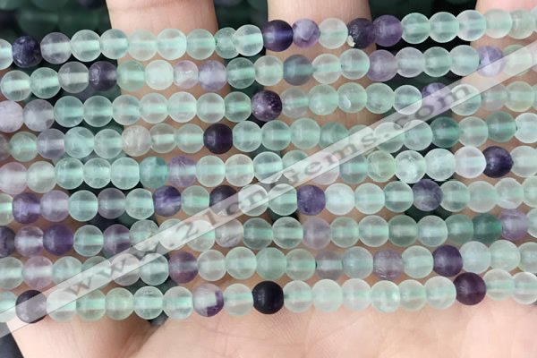 CFL1145 15.5 inches 4mm round matte fluorite beads wholesale