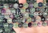 CLF1157 15.5 inches 10mm faceetd round fluorite gemstone beads