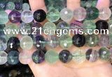 CLF1158 15.5 inches 12mm faceetd round fluorite gemstone beads