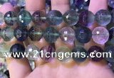 CLF1159 15.5 inches 14mm faceetd round fluorite gemstone beads