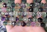 CLF1163 15.5 inches 10mm faceetd round fluorite gemstone beads